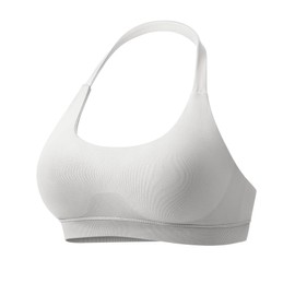 VOYJOY Women Workout Impact Bras Medium Low Support Halter Sports Bras Seamless Open Back Gym Padded Yoga Crop Top Feather M