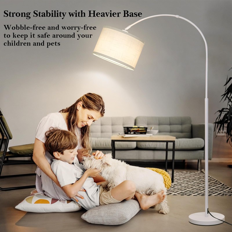 White Arc Floor Lamp, Modern Floor Lamp for Living Room