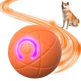 Interactive Dog Toys,Orange Color Vibrating Dog Ball,Interactive Toys for Dogs,Moving Dog Toy,with Led Flash,Built-In Multiple Sports Modes,Suitable for Energetic Play Of Kittens and Puppies