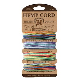Hemptique Hemp Cord 4 Color Cards - Made with Love - Crafter’s No. 1 Choice – Eco Friendly – Plant Hanger - Scrapbooking – Gardening – Macramé – Home Décor (Variegated Pack)
