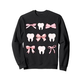 Girly Dental Crew Apparel Sweatshirt - Unisex Adult Dental Assistant Hygienist RDH Sweatshirt - Black, Small