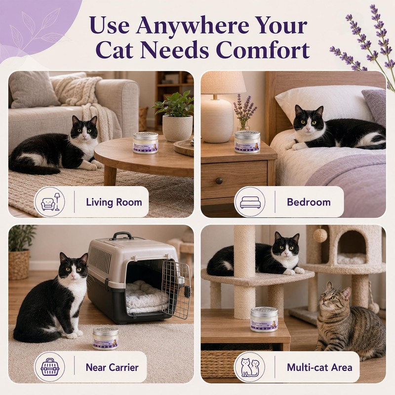 Qouinuey 4 Pack Cat Pheromone Calming Diffuser Gel Relieve Anxiety