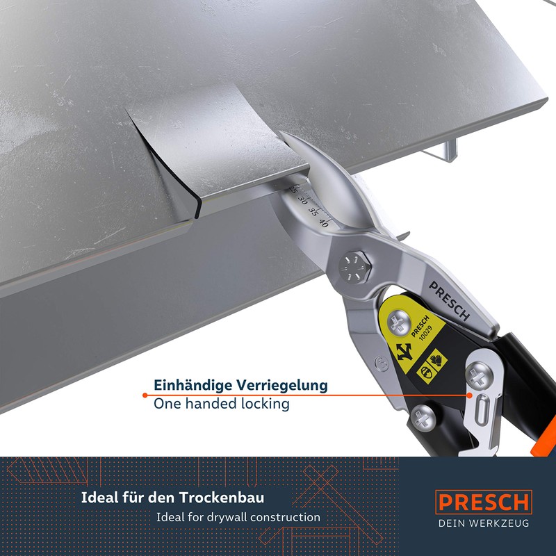 Presch Tin Snips Straight Cut - Heavy Duty Aviation Snips