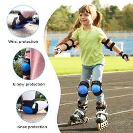 Kids/Youth Knee Pad Elbow Pads for Roller Skates Cycling BMX Bike Skateboard Inline Rollerblading, Skating Skatings Scooter Riding Sports (Black / Blue, Small (3-7 Years))