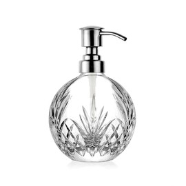 Godinger Soap Dispenser with Pump, Crystal Glass Lotion Dispenser, Bathroom and Kitchen Liquid Soap Dispenser - Dublin Collection