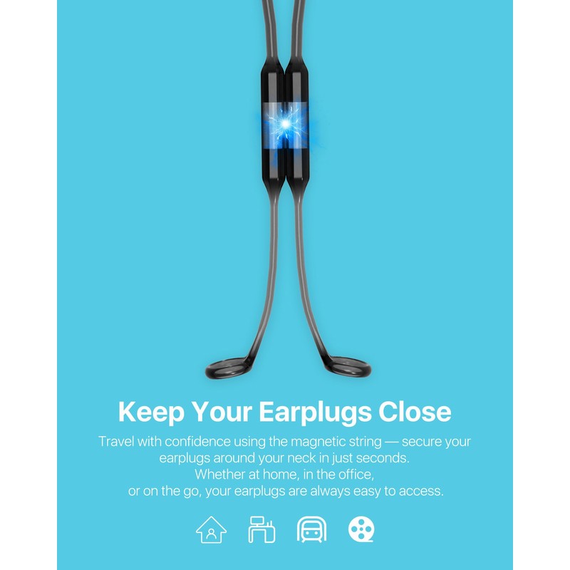 Softvox Earplugs Lanyard Connector Cord, Magnetic Tug-Resistant Safety Cord Keep