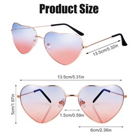 Heyu-Lotus Pack of 3 Heart Sunglasses, Party Glasses, Vineliness Hippie Glasses, Retro Costume Glasses for Children, Men, Women, 60s, 70s, 80s, 90s Party, Hippie Chic, Dress Accessories, Birthday