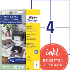 Avery Zweckform 6124 Labels 148x105 mm 10 Sheets for Inkjet Laser Copy
