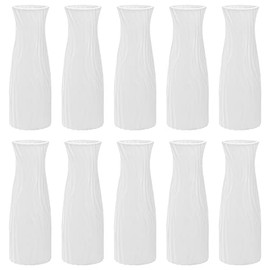 SOUJOY 10 Pack Composite Plastic Flower Vase, White Tall Conic Floral Vase Home Decor Centerpieces, Unbreakable Vase for Decor Living Room