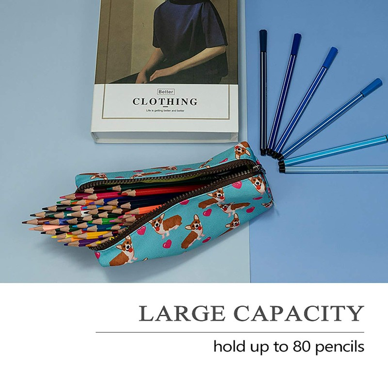 LParkin Corgi Dogs Students Super Large Capacity Canvas Pencil Case