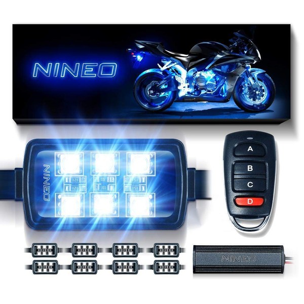 NINEO 8PCS Motorcycle RGB LED Strip Lights, Multi-Color Neon Atmosphere