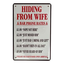 Tin Metal Sign Plaque Bar Pub Vintage Retro Wall Decor Poster Home Club Tavern Wall Door (30 x 20 cm) - UK Company (314 - Hiding From Wife)