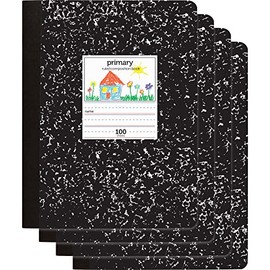 Office Depot® Brand Primary Composition Books, 7-1/2" x 9-3/4", Unruled/Primary Ruled, Black, 100 Sheets Per Pad, Pack of 4 Books