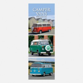 2025 Slimline Calendar - Camper Vans 6 x 16 Inch Monthly View, 16-Month, Gifted Calendars Theme, Includes 180 Reminder Stickers