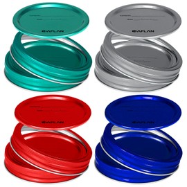Wide Mouth Colored Mason Jar Lids and Bands fits Ball, Kerr & More for Canning and Storage (48 Lids, 12 Reusable Bands) Airtight and Leakproof