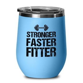 Luxe Gifting Personal Trainer Blue Edition Wine Tumbler 12oz - Stronger Faster Fitter - Fitness Instructor Workout Coach Exercise Lover Cardio Lover Gym Coach