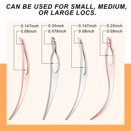 4 Pieces Sisterlock Retighten Tool, Dreadlock Tool for Hair, Dreadlock Crochet Needle, Loc Needle for Dreads, Dread Crochet Needle for Hair Extensions Styling Tools Loc Maintenance (Rose Gold, Silver)