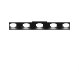 Modern 5-Light LED Vanity Light Fixture 37 Inch Black Aluminum Wall Mounted for Bathroom Mirror Warm White 3500KMaterial: Acrylic,Iron, Color: Black Color