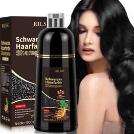 500 ml Hair Colour Black, Natural Black Hair Dye Shampoo, Black Hair Dye, 3-in-1 Against Grey Hair, Instant Hair Colour Shampoo, Hair Dye, Instant Hair Colour Shampoo for Men and Women