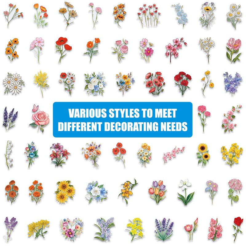Amlif 120PCS Flower Stickers for Scrapbooking, Floral Scrapbook Stickers