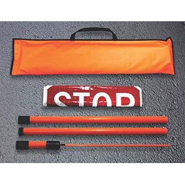 Dicke Safety Products NR183A Roll-Up "Stop/Slow" Paddles with 3-Piece 6' Org Staff and Case, Non-Reflective, 18"