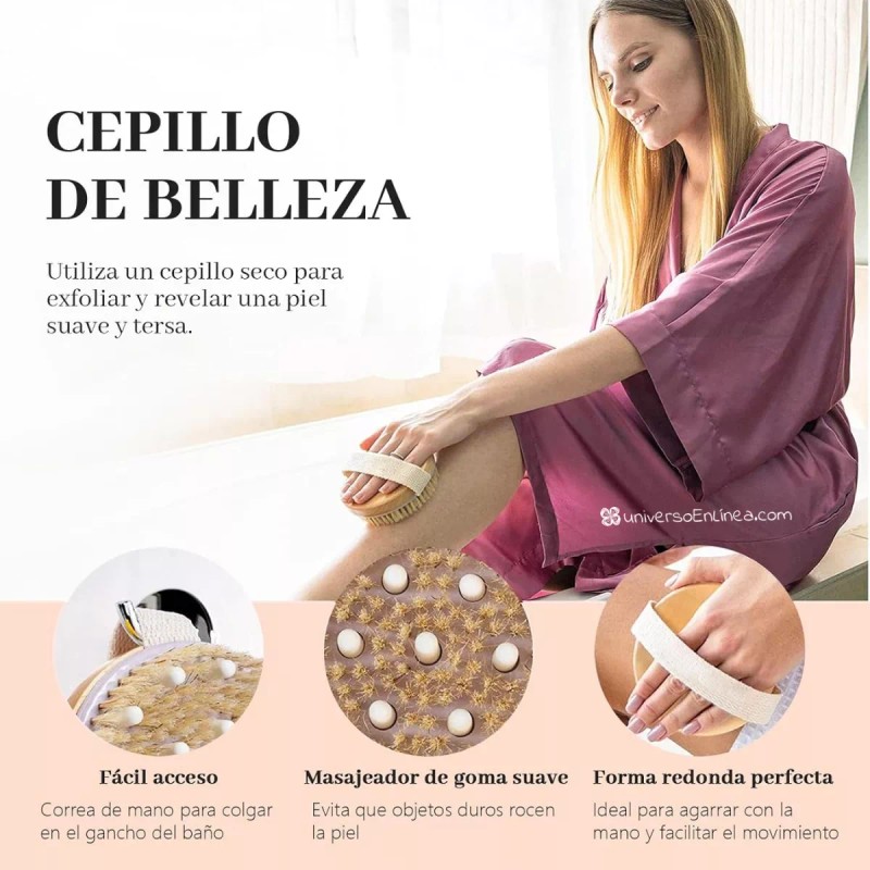 Universo en Linea Cepillo Corporal Cerdas Naturales Elimina Células Muertas