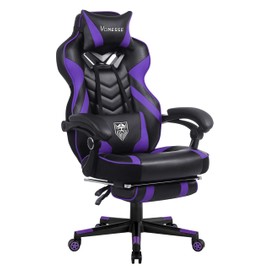 Vonesse Gaming Chair for Adults,Computer Chair with High Back,Big and Tall Gaming Chairs with Footrest and Massage,Reclining Gamer Chair(Purple/Black)