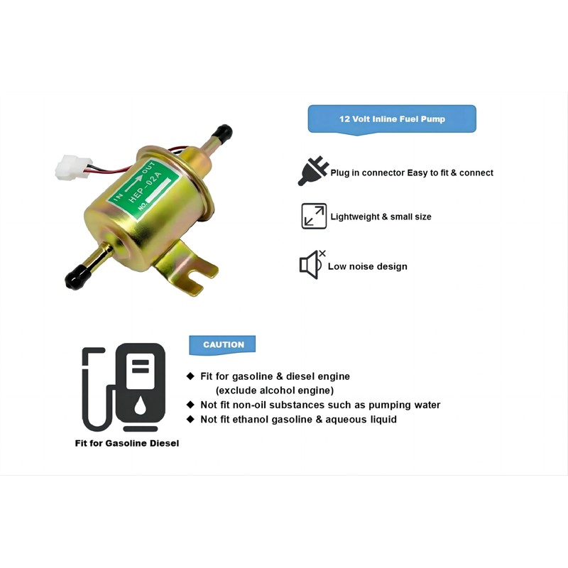 Universal 12V Heavy Duty Electric Fuel Pump HEP02A HEP-02A For