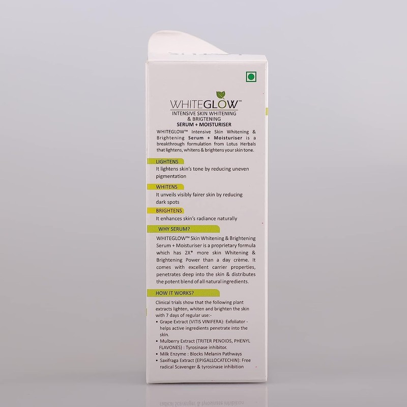 Lotus Herbals WhiteGlow Intensive Skin Whitening,Brightening Serum + Moisturiser, 30ml