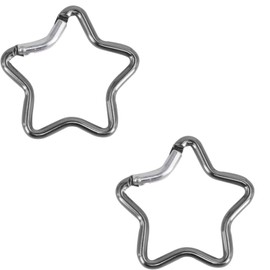 2Pcs Glossy Black Carabiner Clip Star Shaped Climbing Buckle Aluminum Alloy Heavy Duty Keyring Hook for Camping Fishing Hiking Traveling Spring Loaded Keychain Carabiners Accessories