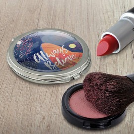 Always Believe Mountain Inspirational Compact Travel Purse Handbag Makeup Mirror