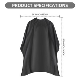 Omvoina Professional Hair Cutting Cape with Adjustable Snap Closure, Salon Barber Cape,Waterproof Hairdressing Salon Cape - 57" x 51"(Black)