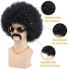 morvally Afro Wig Black 70s for Men with Chain for