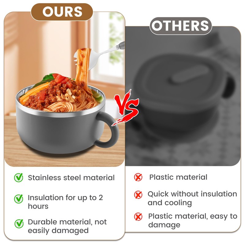 Ramen Bowl With Lid - 1200ml Instant Noodle Cooker With