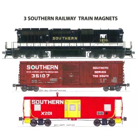 Southern Railway SD40-2, 50' box car and caboose 3 magnets Andy Fletcher