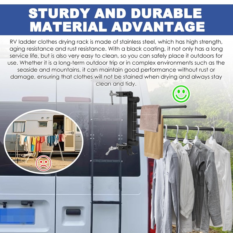 AshKiz RV Clothes Drying Rack, RV Ladder Clothes Drying Rack,