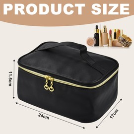 YBCCBY Cosmetic Bag Women's Toiletry Bag PU Leather Makeup Bag Large Make Up Bag Portable Travel Bag Cosmetic Bag Cosmetic Case with Handle and Divider Vanity Case, black