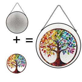 Renaissance Rose Window Stained Glass Suncatcher Pendant for Cathedral Style Artsize: Small, color: White