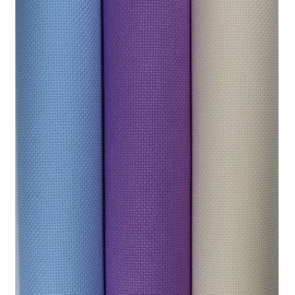 KCS 3 piezas de 15 x 18 pulgadas (38 x 45 cm), tela de punto de cruz, algodón Aida, caja de tela enrollada, 18 quilates, crema, azul claro y lavanda