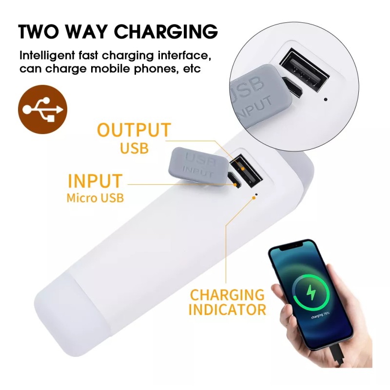 Smiling Shark Mini Linterna Shark2 Impermeable Doble Función Portátil