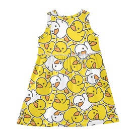 SLHKPNS Girls Summer Dress Duck Rubber Casual Toddler Girls Sleeveless Dress Girls Sundress 3T