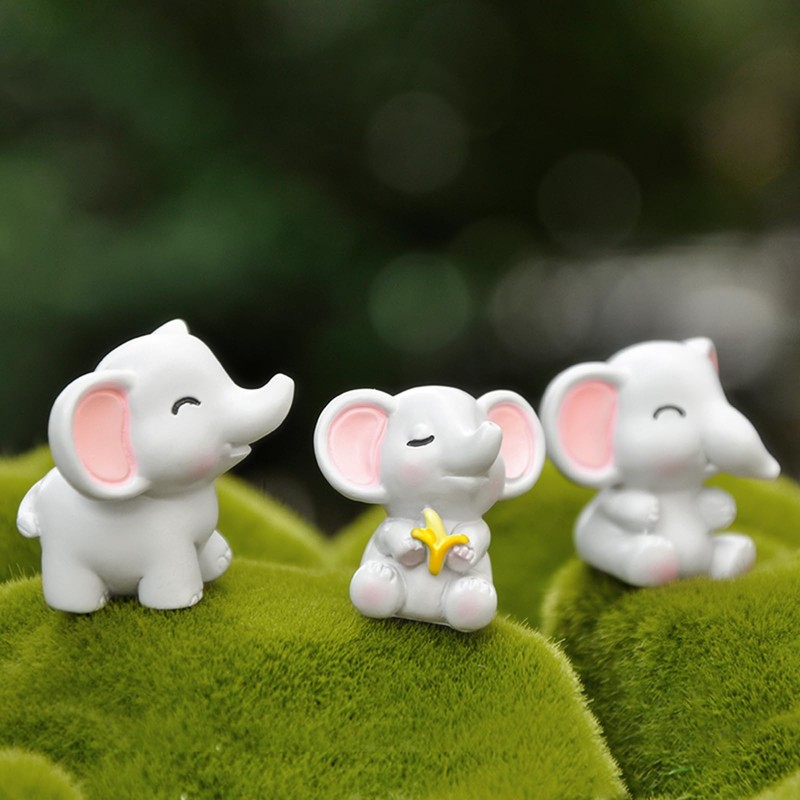 HANFEIDA Mini Elephant Figurines Cute Car Dashboard Accessories, 6 Pcs