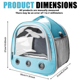 Rabbit Transport Box, 30 x 21 x 27 cm, Transport Box, Cat Transport Box, Guinea Pigs, Pet Travel Carry Bag, Foldable Carry Bags with Shoulder Strap for Cats, Dogs, Rabbits, Hamsters (Blue)