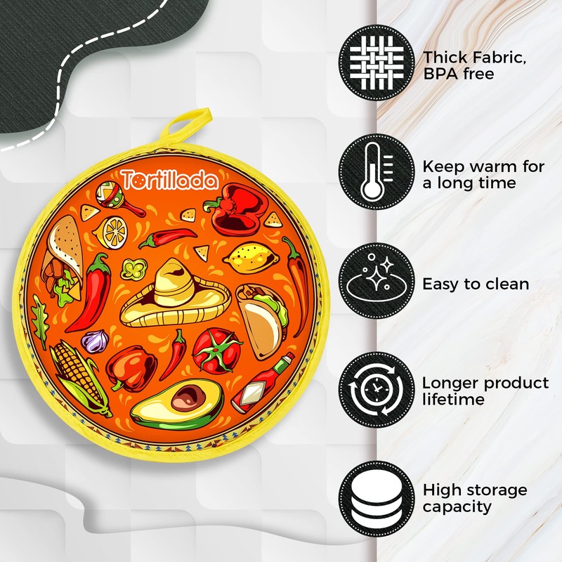 Tortillada - 30 cm Tortilla Warmer/Heat Container microwaveable Made of