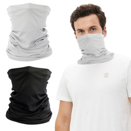 2 Pcs Face Coverings Bandana Set, Multifunctional Headwear Outdoor Sports Scarf, Breathable Ice Silk Sun Protection Cycling Scarf, Soft Elastic Tube Scarf Face for Fishing Cycling Hiking