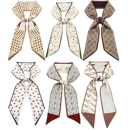 Lilbitty 6 Pieces Purse Scarf Handbags for Women Thin Hair Neck Accessories Scarves with Pocket Scarves Handle Fashion Lightweight, multicoloured