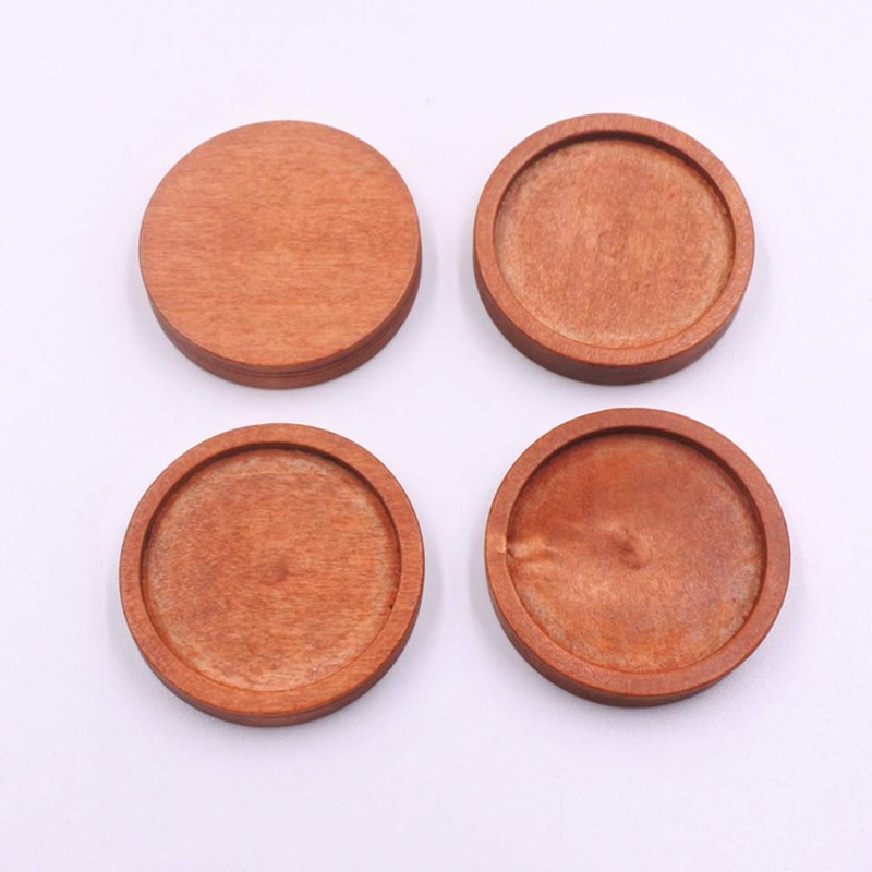 EXCEART Cabochon Pedestal, Wooden Brooch Pin, Meal Plate, Round Plate,