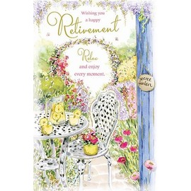 Paper Rose Female Retirement Congratulations Card for Women - Secret Garden Watercolour Illustration with Gold Foil - Eco-Friendly & Recyclable - Made in the UK