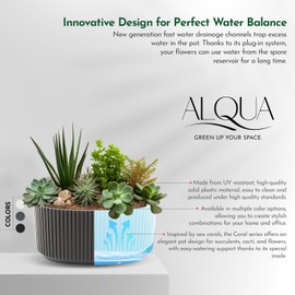 alqua Elliptischer selbstbewässernder Blumentopf, Orchidee und Blumentopf für den Innenbereich, Kunststofftopf für Zimmerpflanzen, 20 cm, Schwarz (Braun)