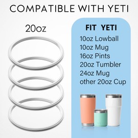 4 Pack O-Ring –20 & 10 oz Replacement Rubber Lid Rings, Lid Gasket Rings for Insulated Stainless Steel Tumbler fits Yeti, Ozark Trail, Beast and Renowned Brands (White)